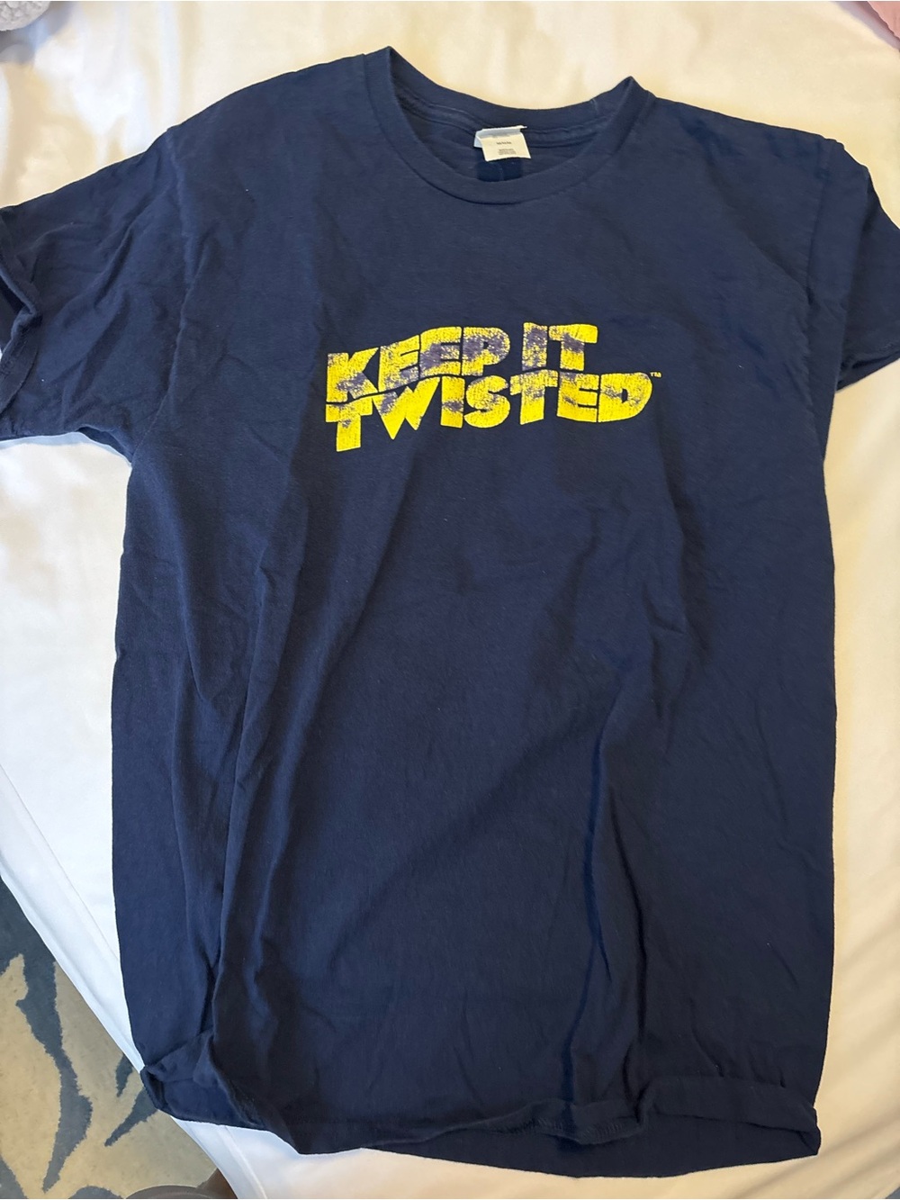 TRULY Navy Short Sleeve Tee with Yellow Graphic